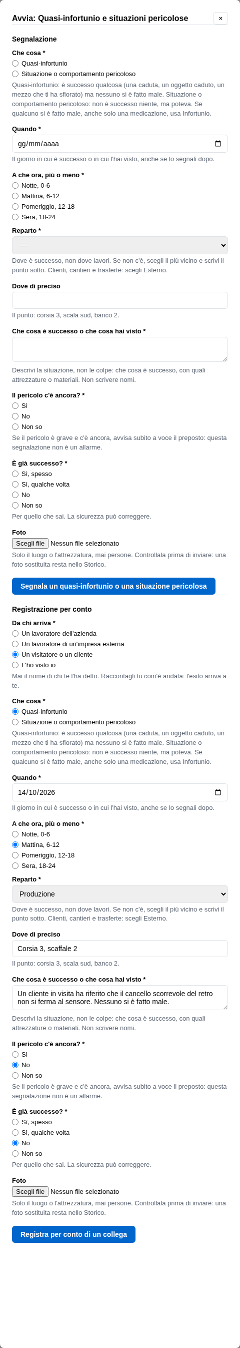 La form di registrazione per conto con il campo Da chi arriva