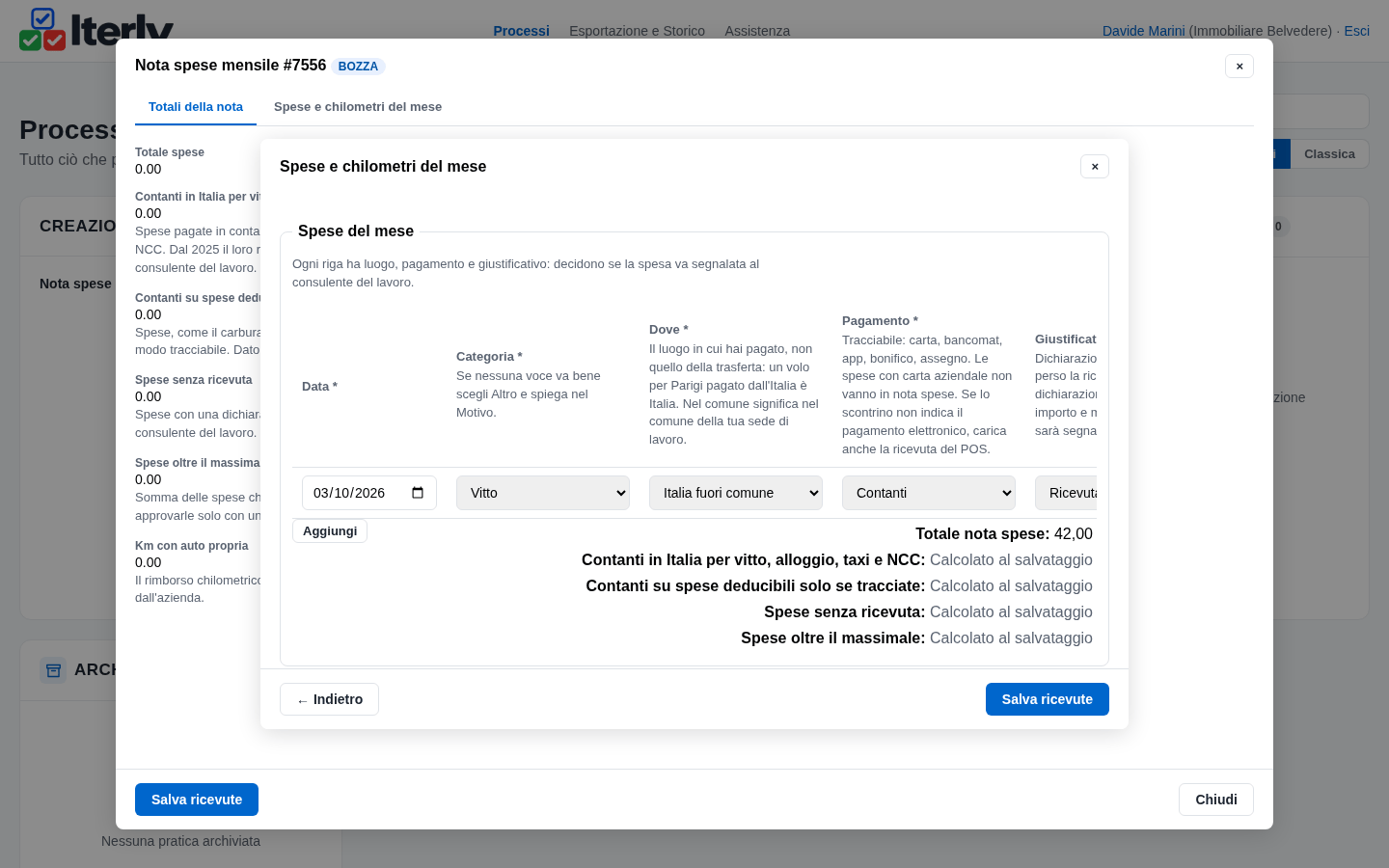 La riga della griglia con le colonne Data, Categoria e Dove, e l'aiuto sotto ogni intestazione