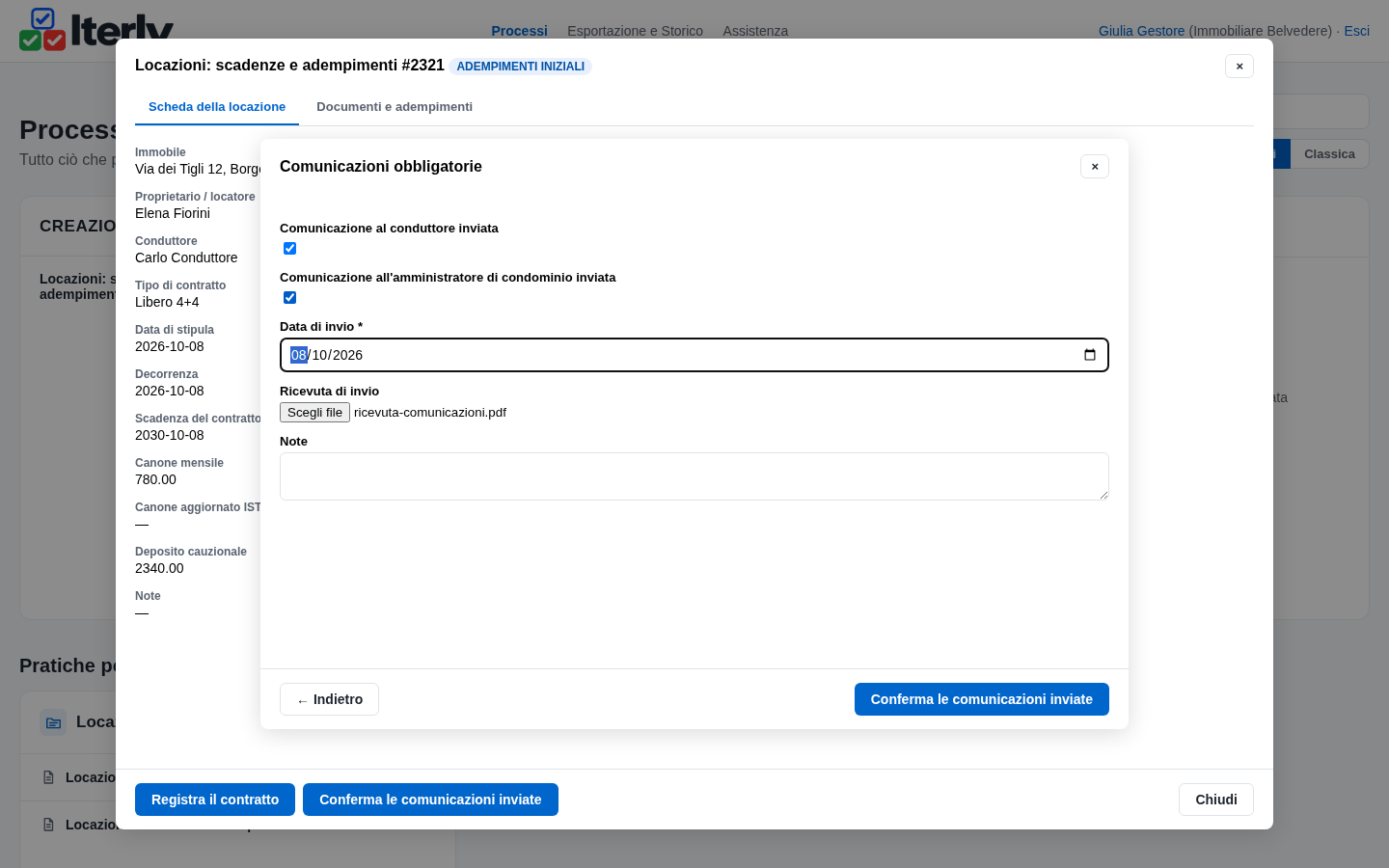 La form delle comunicazioni obbligatorie compilata