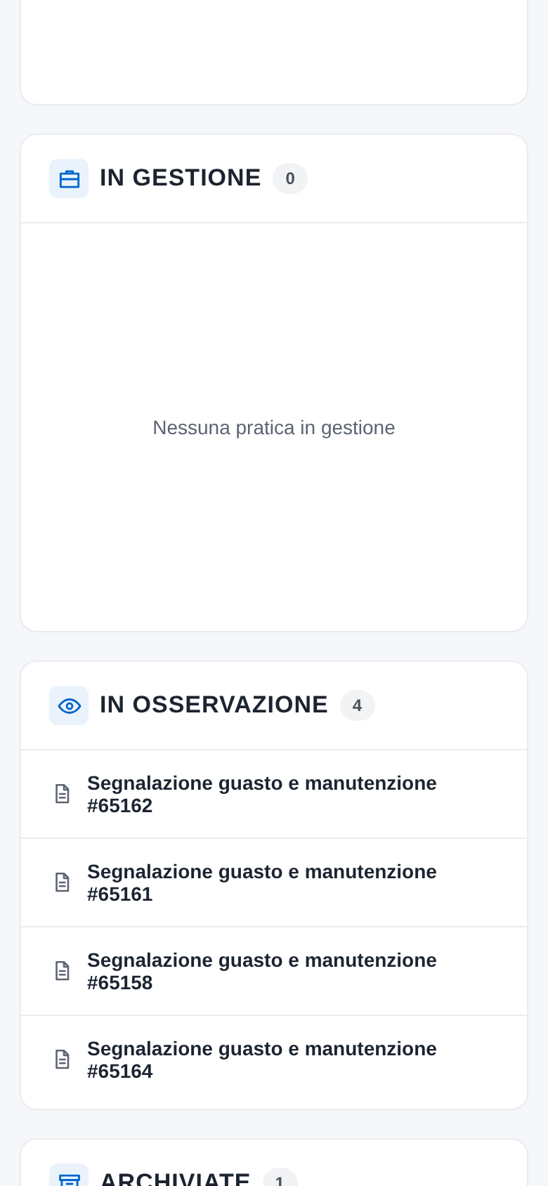La sezione In osservazione sul telefono con la segnalazione