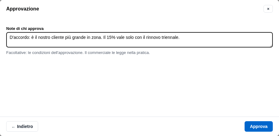 La form di approvazione