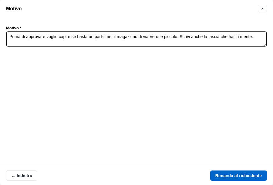 La form del rinvio con il motivo