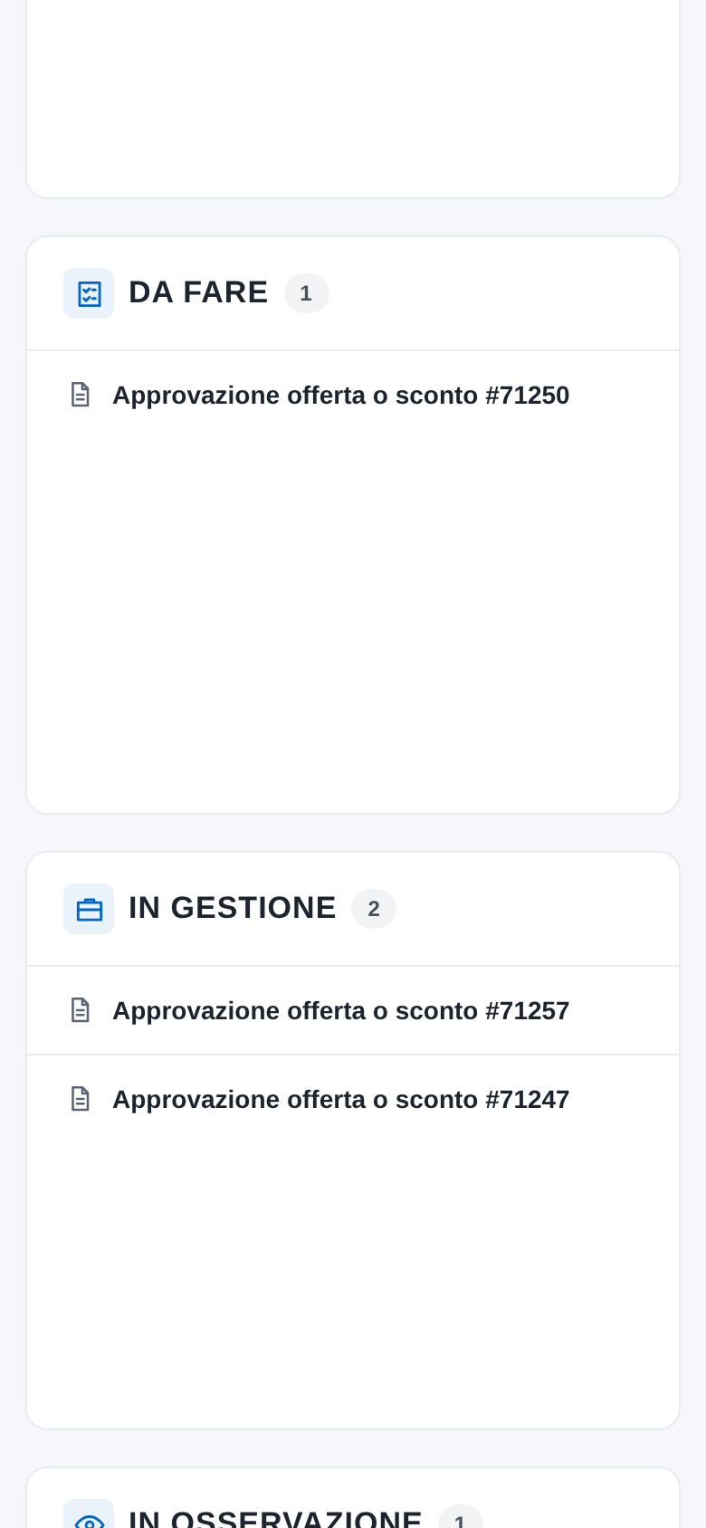 La sezione In gestione sul telefono