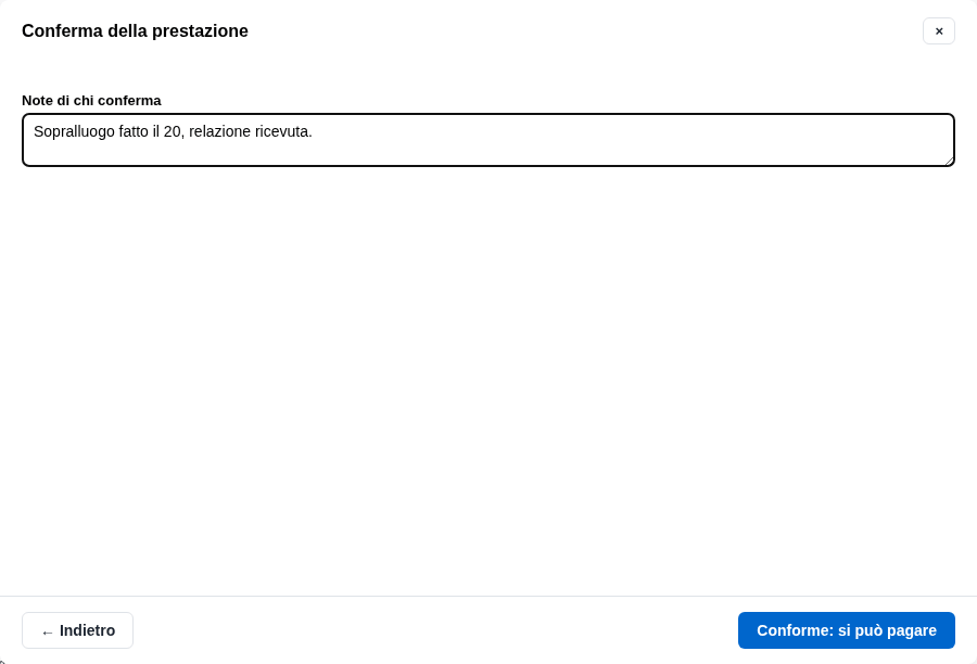 La conferma con la nota