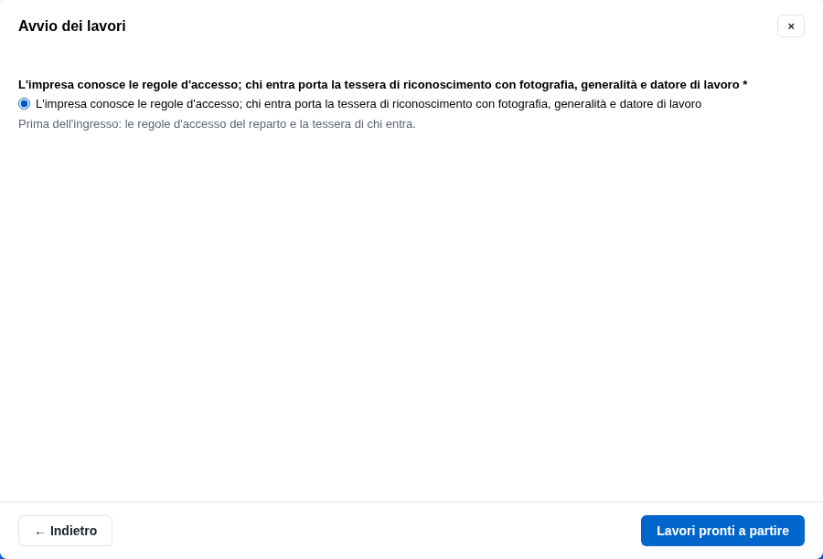 La conferma di avvio dei lavori