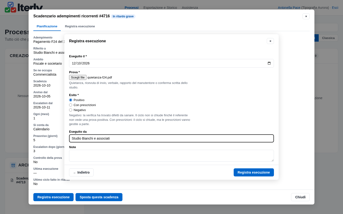 La form di registrazione con la quietanza F24