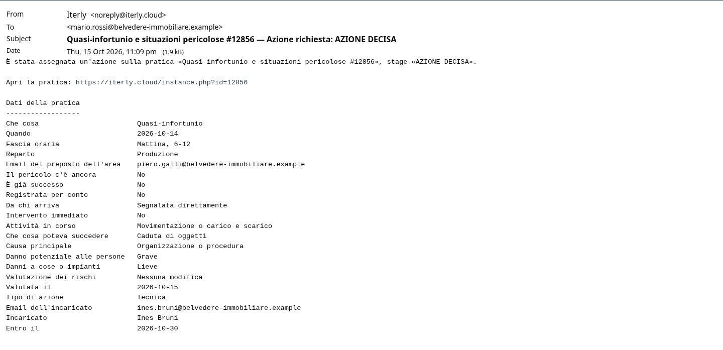 L'email di AZIONE DECISA a chi ha segnalato
