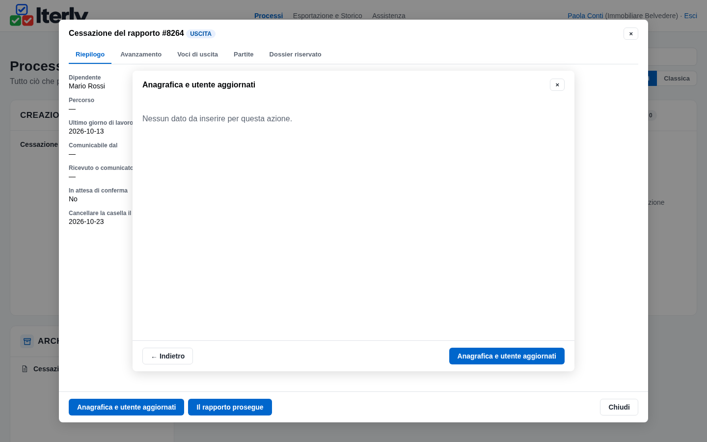 L'azione Anagrafica e utente aggiornati, offerta dopo le due verifiche