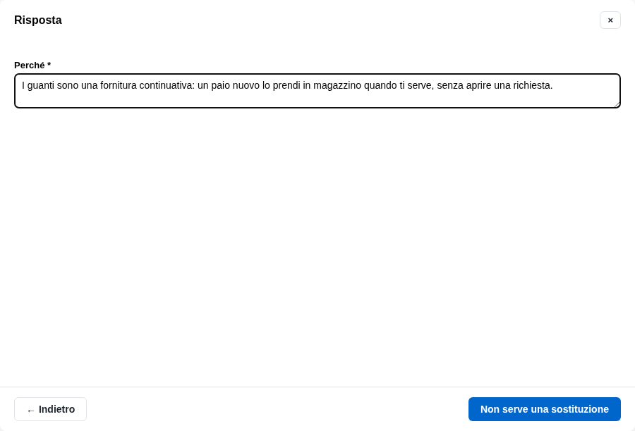 La form della risposta a una richiesta