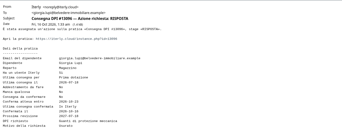 L'email di RISPOSTA al dipendente