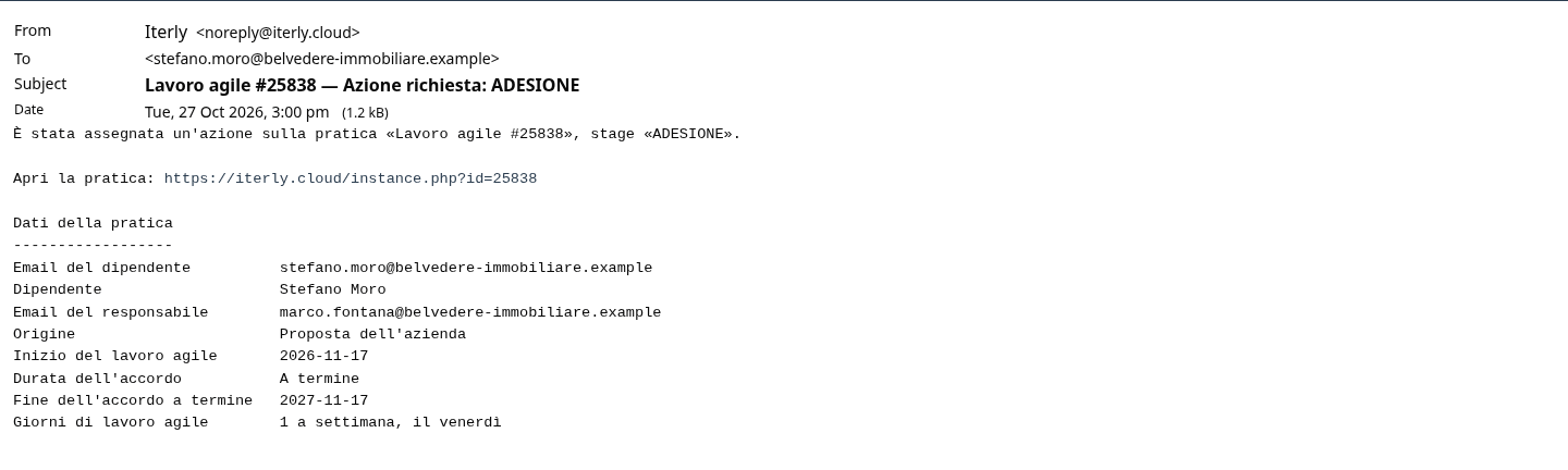 L'email al dipendente: una proposta di lavoro agile
