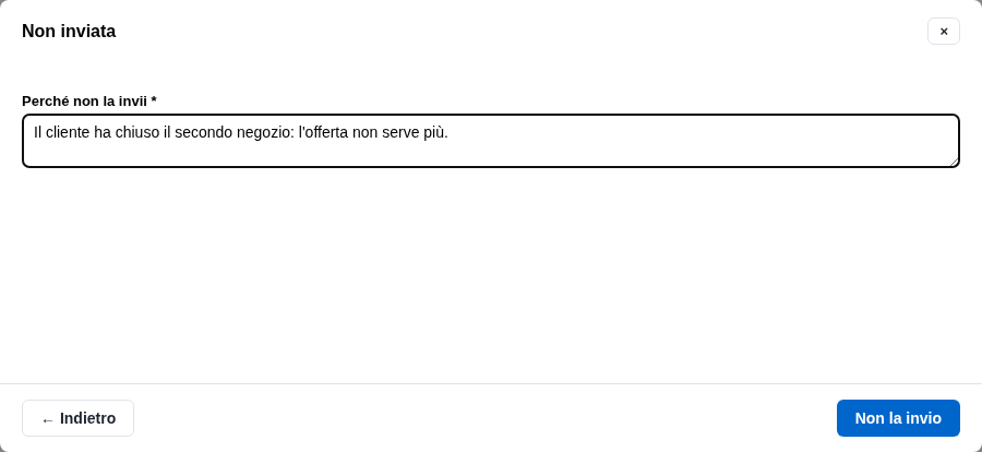 La form Non la invio