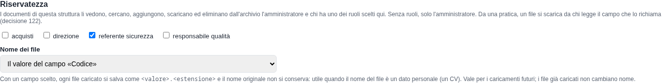La sezione Riservatezza di Lavoratori delle imprese esterne con il solo referente sicurezza